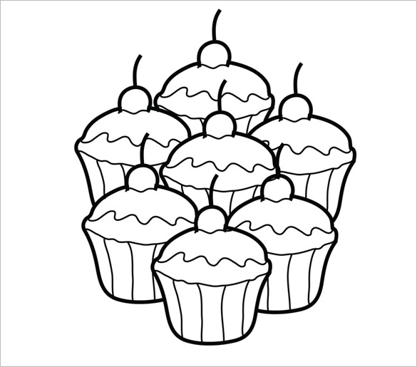 585x515 Printable Cupcake Template