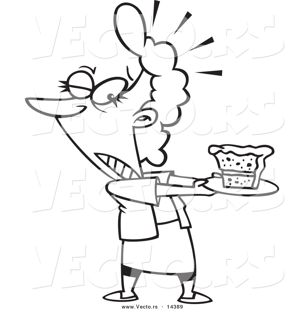 1024x1044 Vector Of Cartoon Tempted Woman Holding Slice Of Cake On