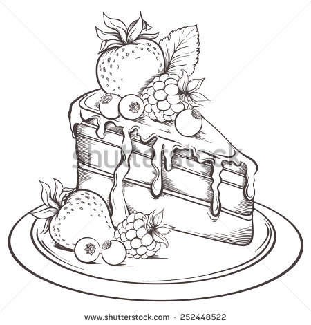 450x470 Drawn Cake Line Drawing