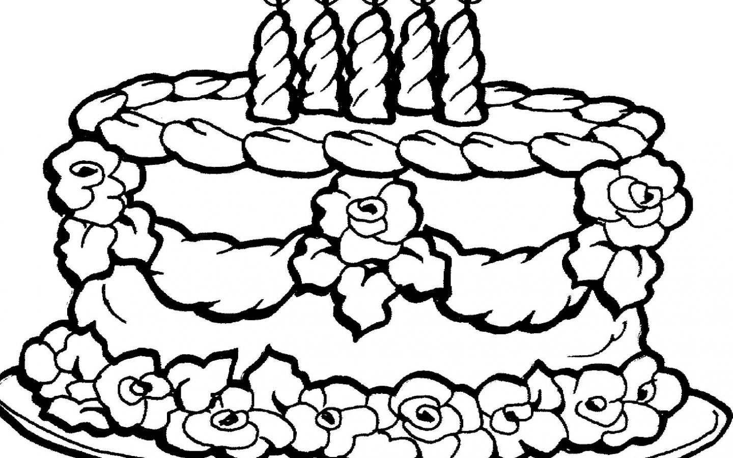 1440x900 Pictures Birthday Cake Coloring Pages For Your Line Kids Simple