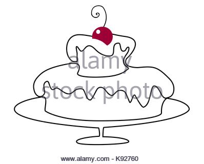 398x320 Birthday Cake One Line Drawing Stock Vector Art Amp Illustration