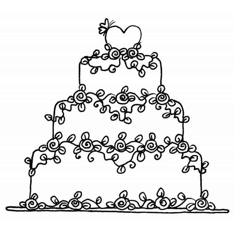800x800 Wedding Cake Rubber Stamp