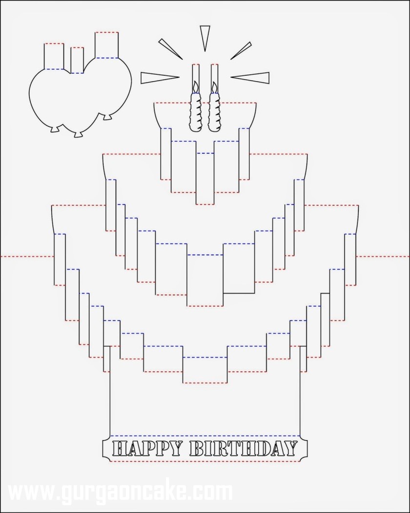 840x1050 Pop Up Birthday Cake Template Printable