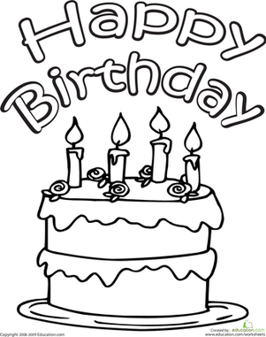 301x381 Happy Birthday Theme With Cake Color Illustration Drawing