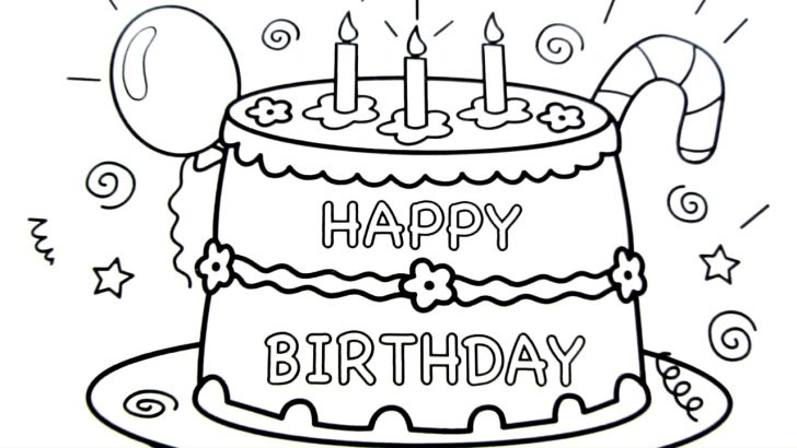 728x410 Spectacular Inspiration Cake Drawing And Charming Happy Birthday