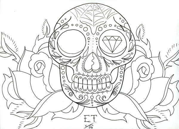 600x432 Calavera Line Drawing By Mummyslittlemonster