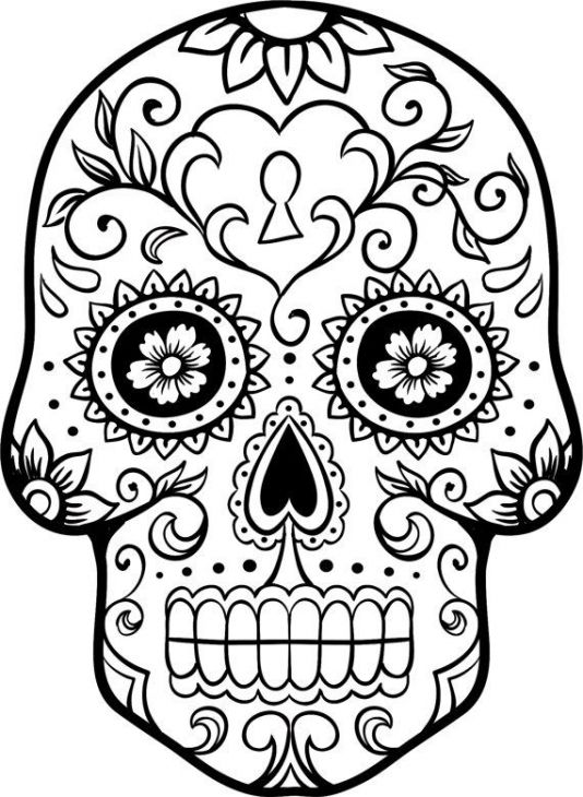 534x730 Sugar Skull From Day Of The Dead Coloring Page Embroidery