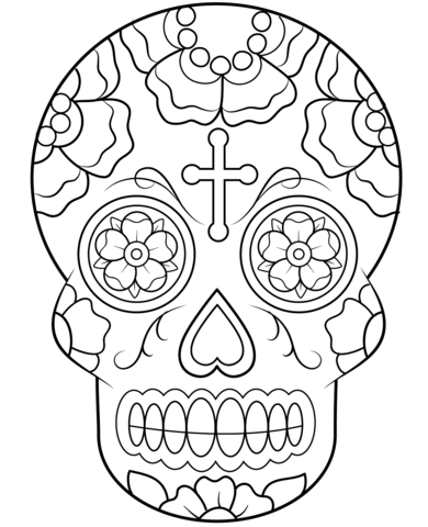 390x480 Calavera (Sugar Skull) Coloring Page Free Printable Coloring Pages