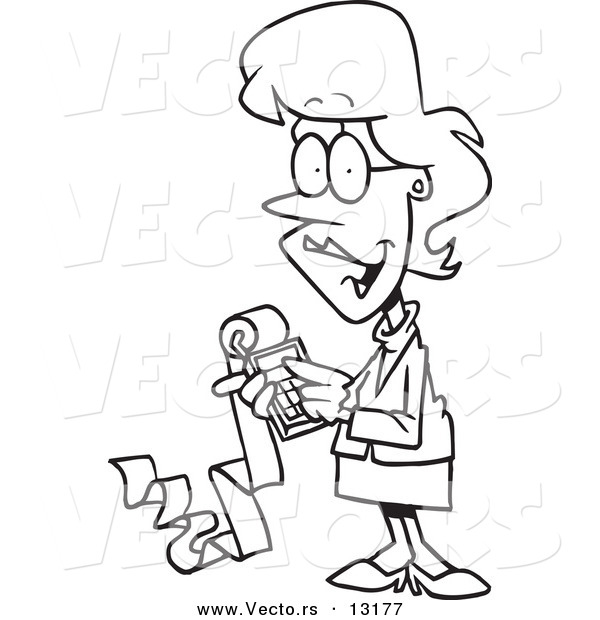 600x620 Vector Of Cartoon Femaleccountant Holding Calculator