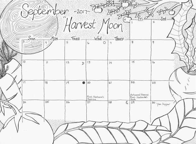 629x464 September 2017 Free Calendar Coloring Page Studio Inkcycle Free