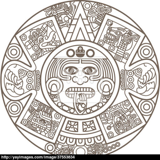 512x512 Stylized Aztec Calendar Vector