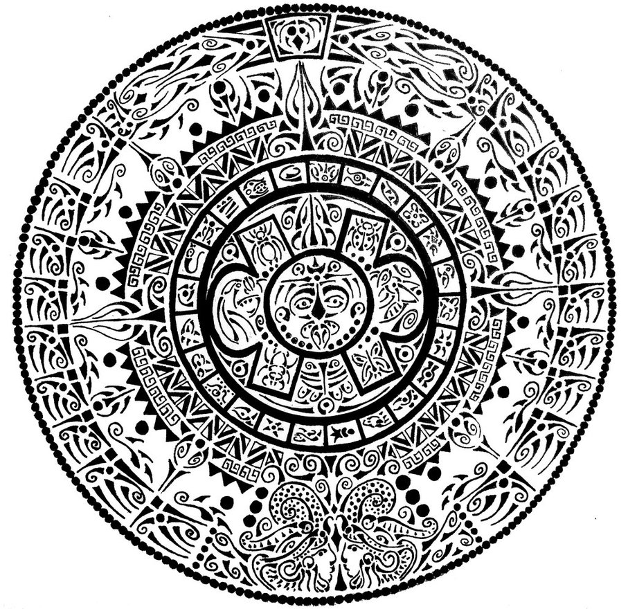 907x880 Aztec Calendar By Curvy Tribal