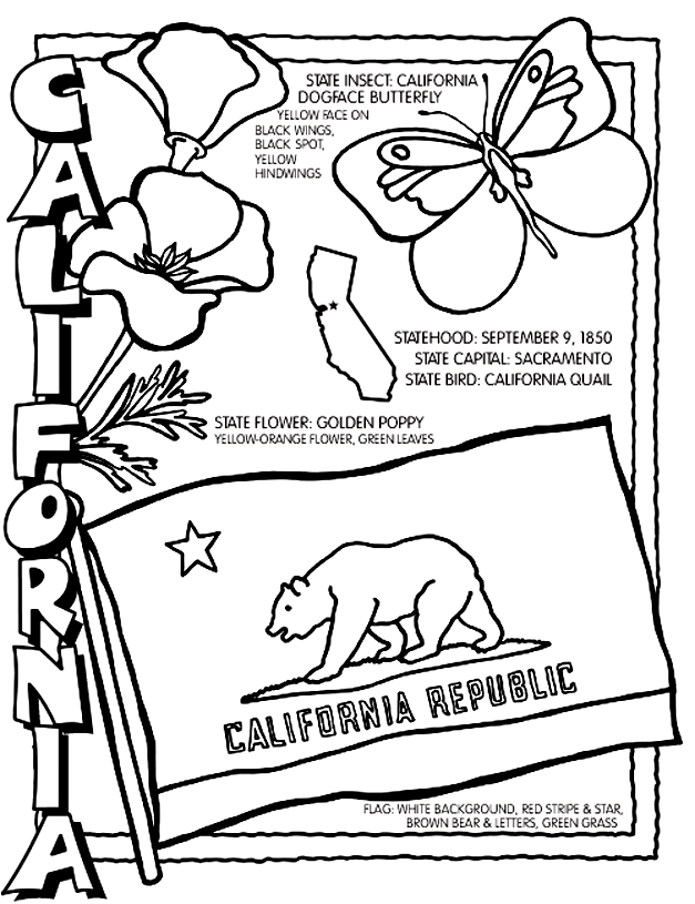 627x815 California Coloring Page