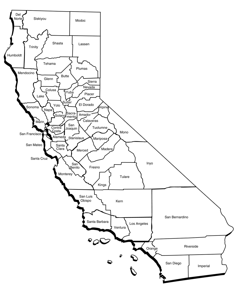 834x1015 Printable Map Of California Map Counties And Districts Free