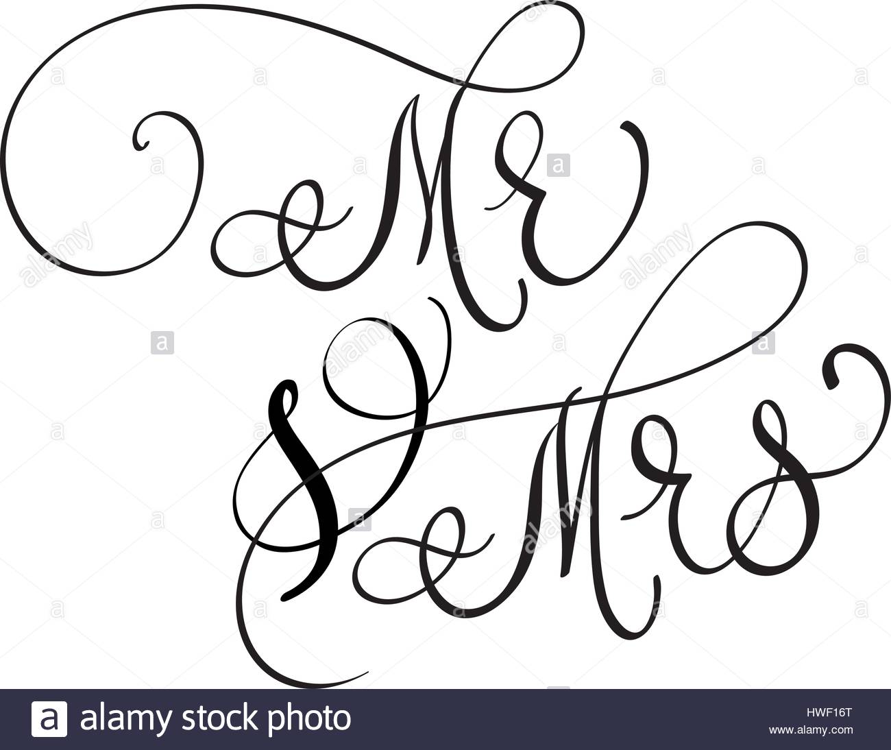 1300x1094 Vector Mr And Mrs Text On White Background. Hand Drawn Calligraphy