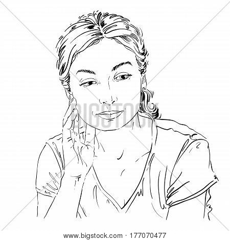 450x470 Vector Drawing Thinking Woman Vector Amp Photo Bigstock