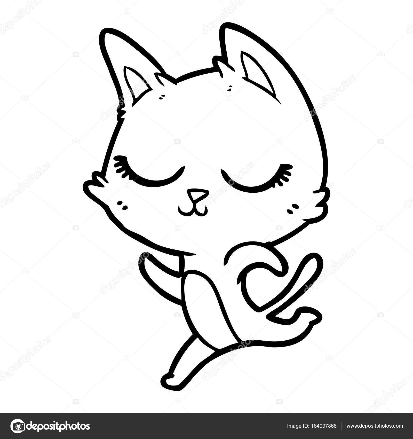 1600x1700 Vector Illustration Calm Cartoon Cat Stock Vector
