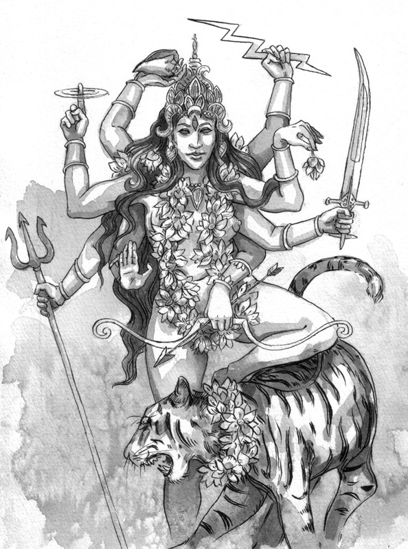 594x800 Durga Drawing Other
