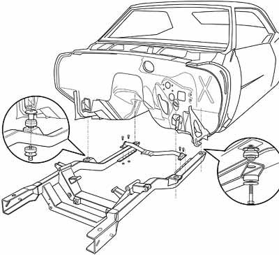 400x365 Exploded View Line Drawing Of Camaro Body And Sub Frame Parts