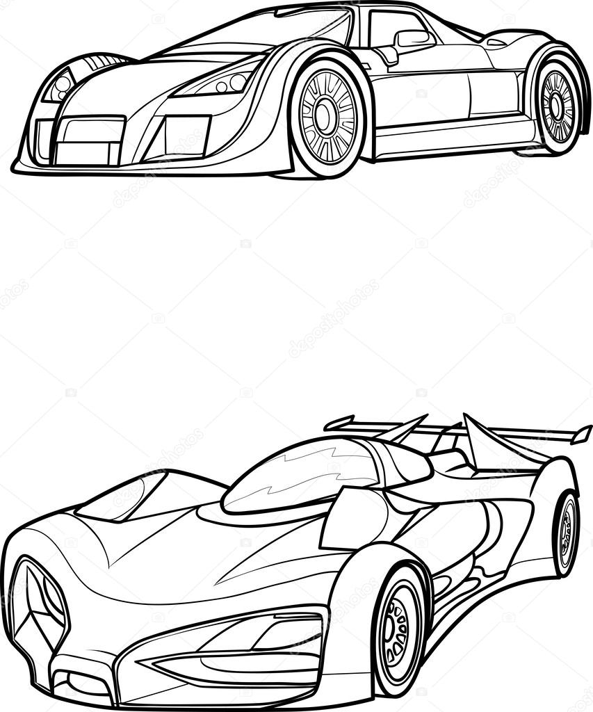 853x1024 Outline Drawing Of Car Outline Drawing Car. Stock Vector