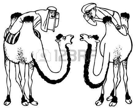 450x363 Cartoon Arab Man Riding A Camel Trough The Dessert Royalty Free