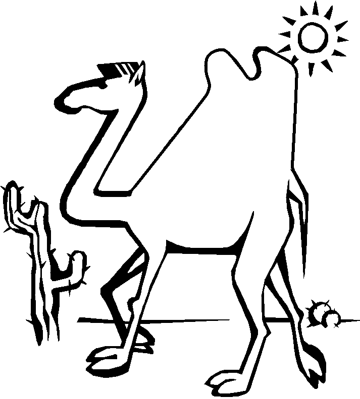 713x792 Coloring Camel In The Desert With The Sun Picture