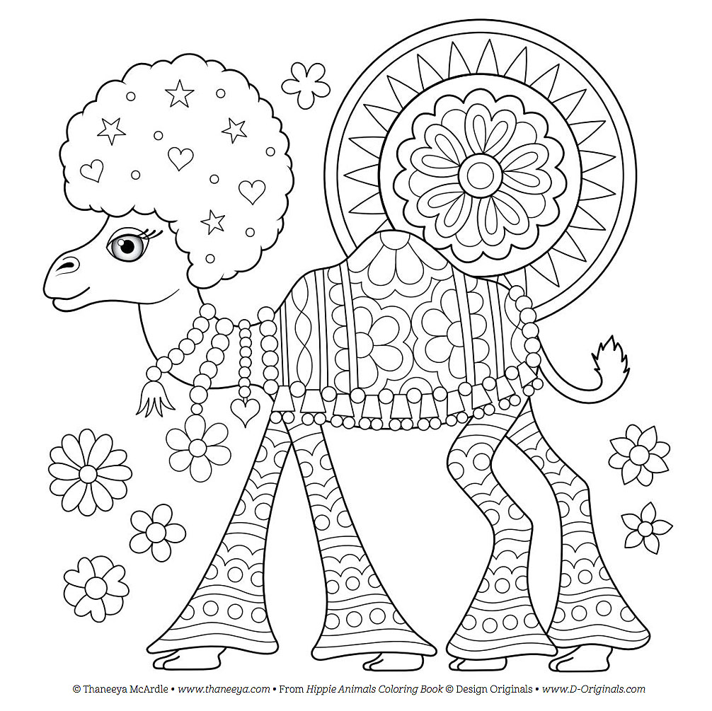 1006x1005 Free Hippie Camel Coloring Page By Thaneeya Mcardle.jpg Animal