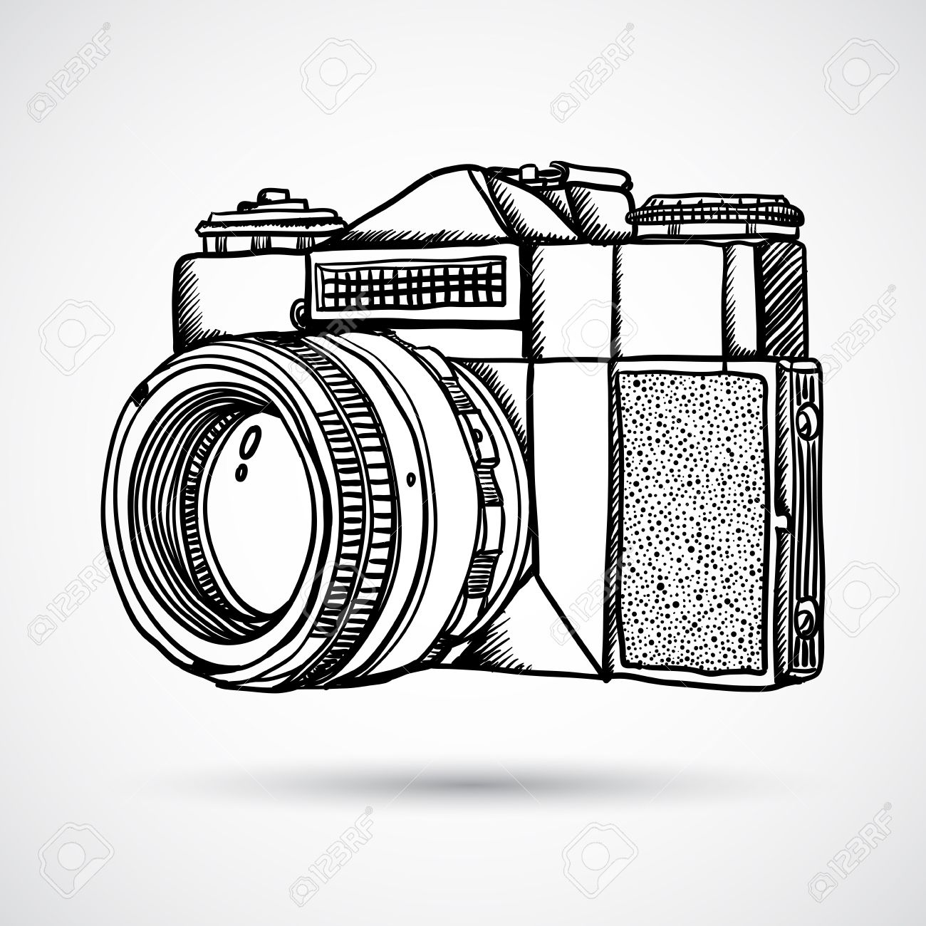 1300x1300 Vintage Doodle Camera, Hand Drawn Royalty Free Cliparts, Vectors