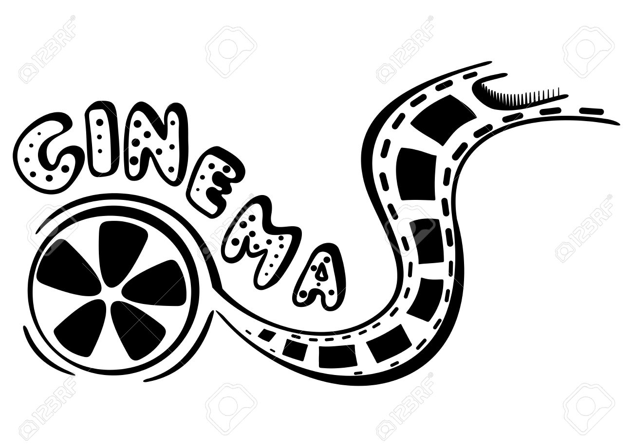 1300x919 Sketched Text Cinema Over Camera Film And Reel Royalty Free