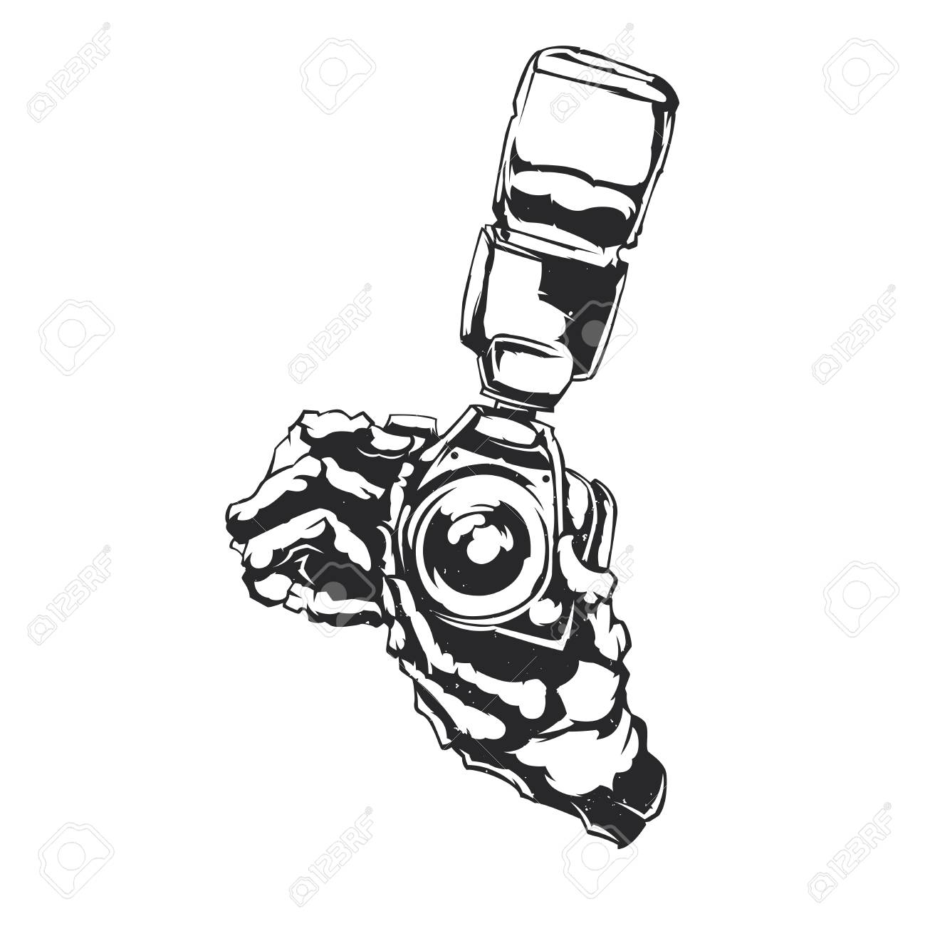 1299x1300 Isolated Illustration Of Two Hands Holding Camera With Flash