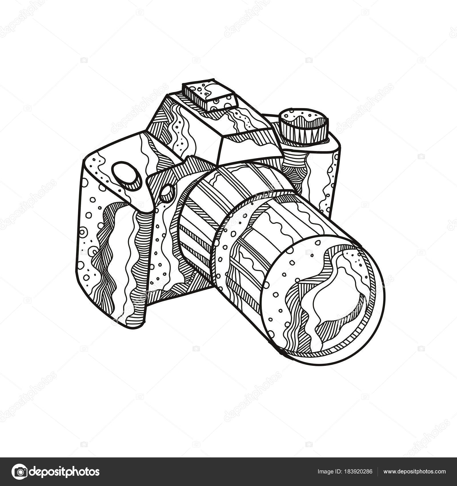 1600x1700 Dslr Camera Doodle Art Stock Vector Patrimonio