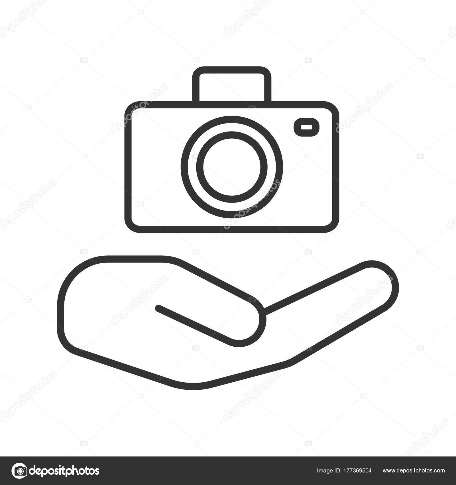 1600x1700 Open Hand Camera Linear Icon Photo Services Thin Line Illustration