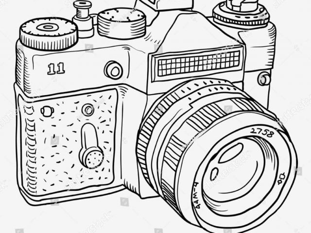 640x480 Retro Icon Line Retro Vintage Camera Outline Icon Line Stock