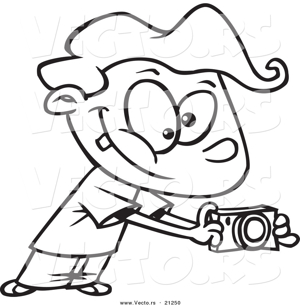1024x1044 Vector Of A Cartoon Boy Using His Camera