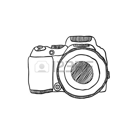 450x450 The Sketch Of A Photo Camera Drawn By Hand On A White Background