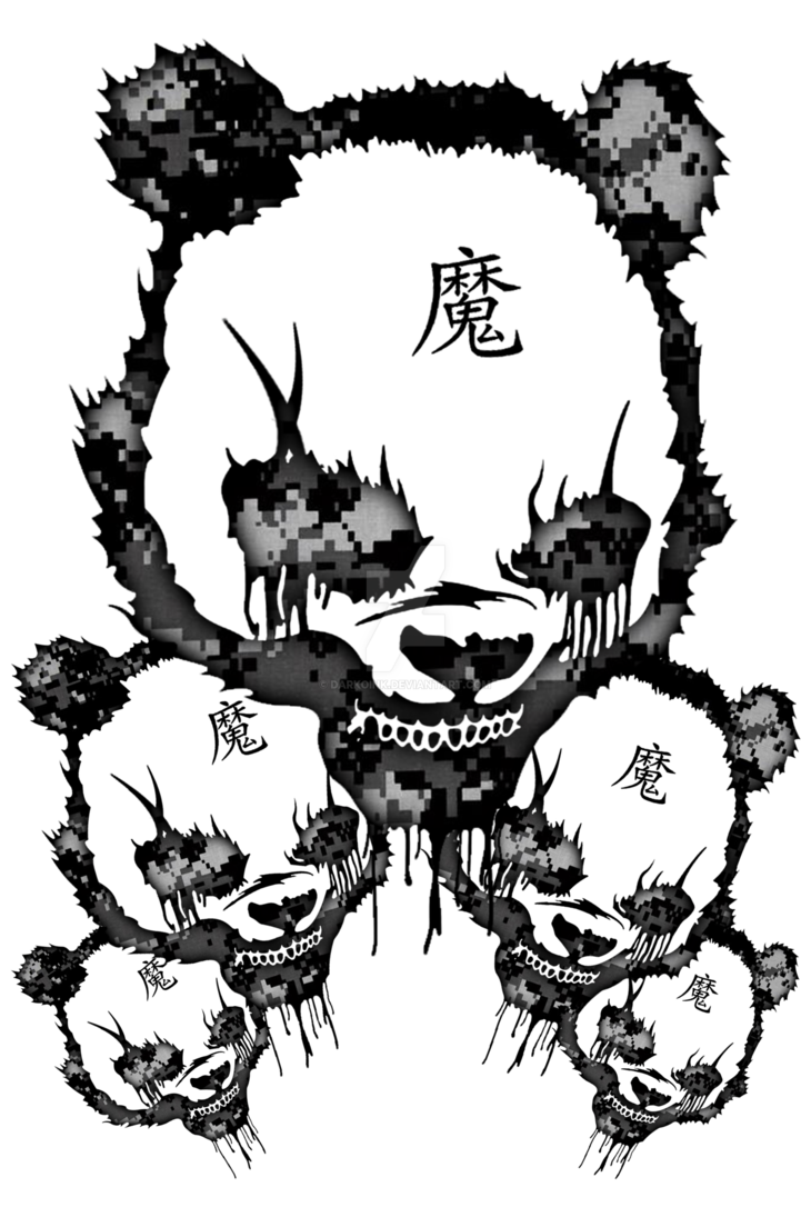 730x1095 Demon Panda Camo Design By Darkoink