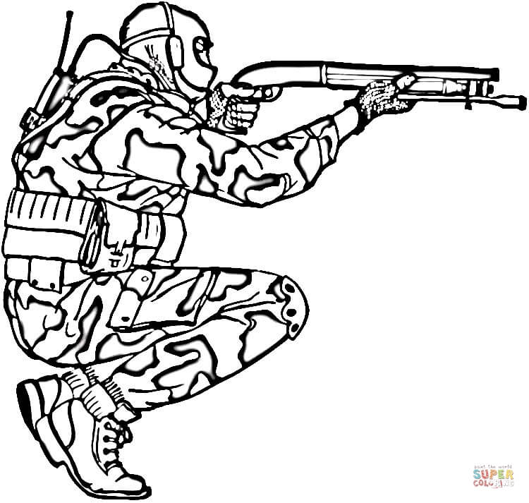 750x713 Soldier In Camouflage Coloring Page Free Printable Coloring Pages