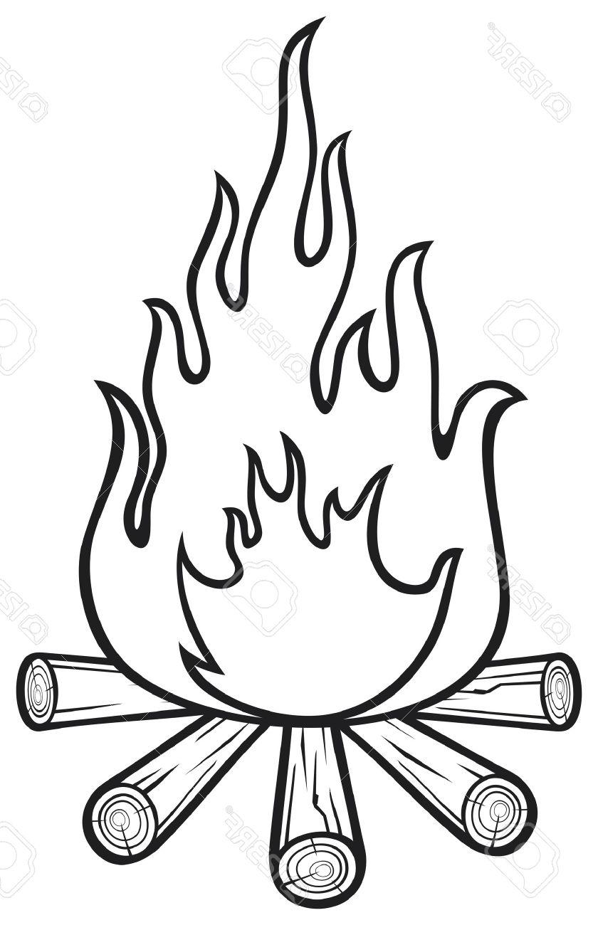 840x1300 Hd Campfire Stock Vector Fire Camp Drawing