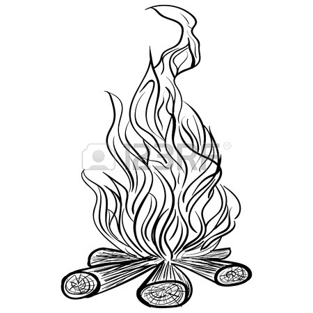 450x450 Illustration Of Isolated Camp Fire On White Background. Monochrome