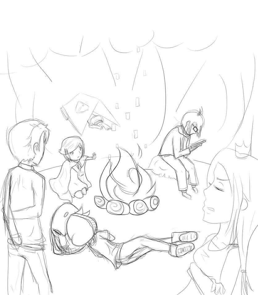 836x955 Campfire Sketch By Ssbbgamergirl