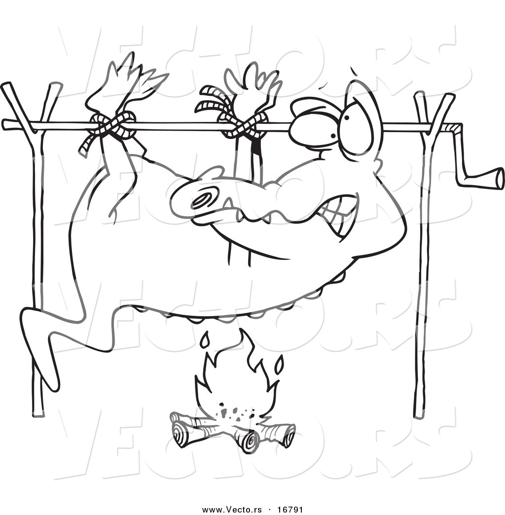 1024x1044 Vector Of A Cartoon Alligator Cooking Over A Camp Fire