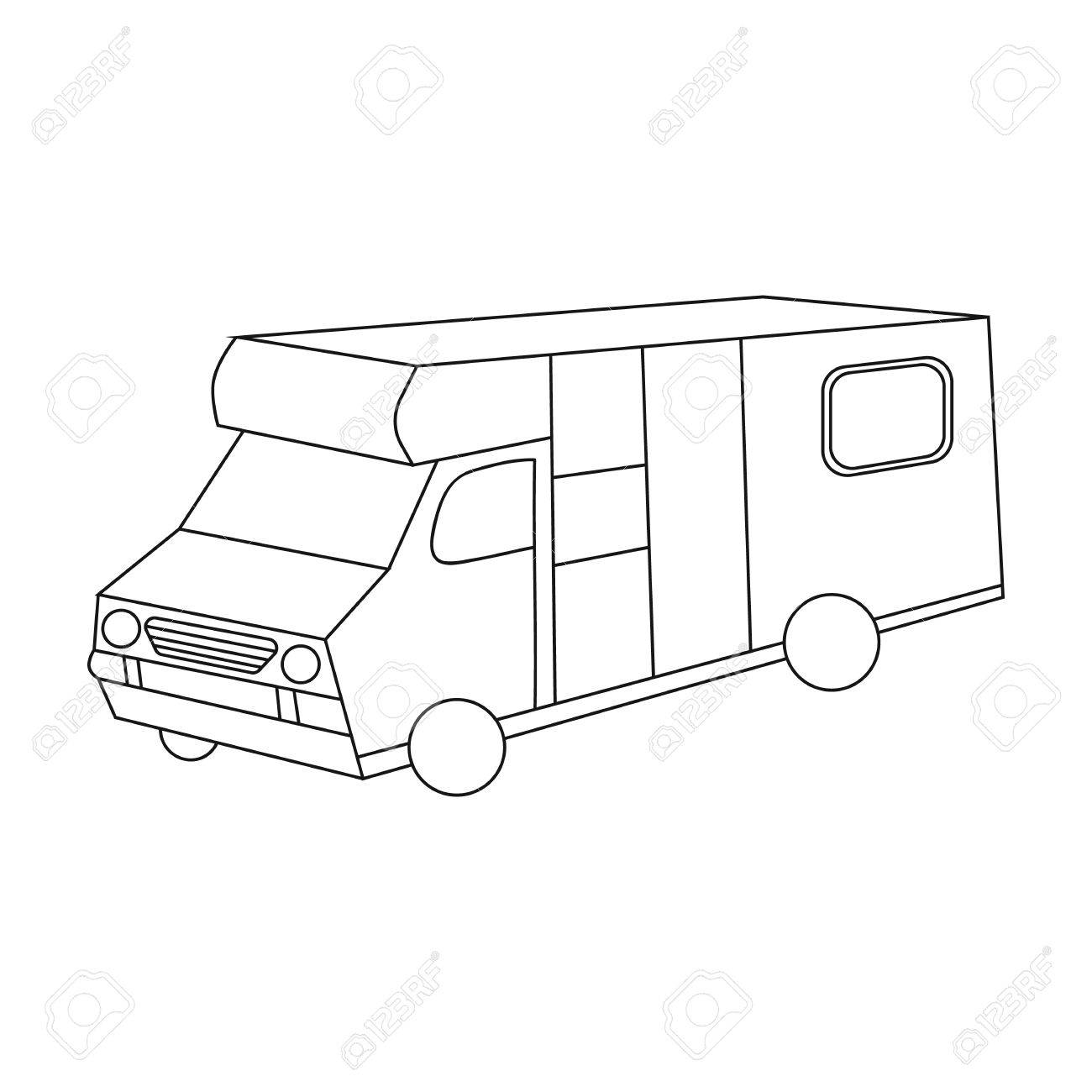 1300x1300 Campervan Icon In Outline Style Isolated On White Background