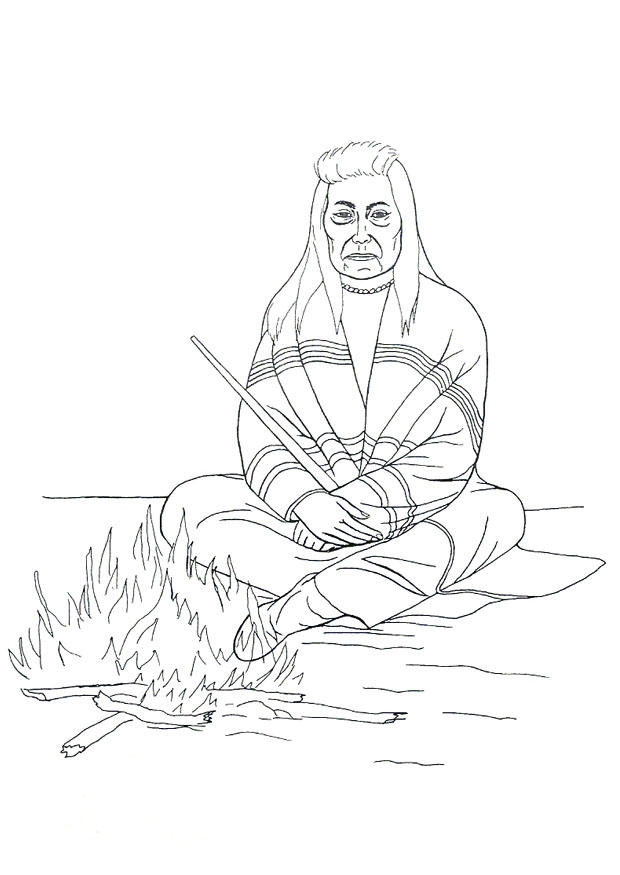 620x875 Coloring Page Native American Campfire