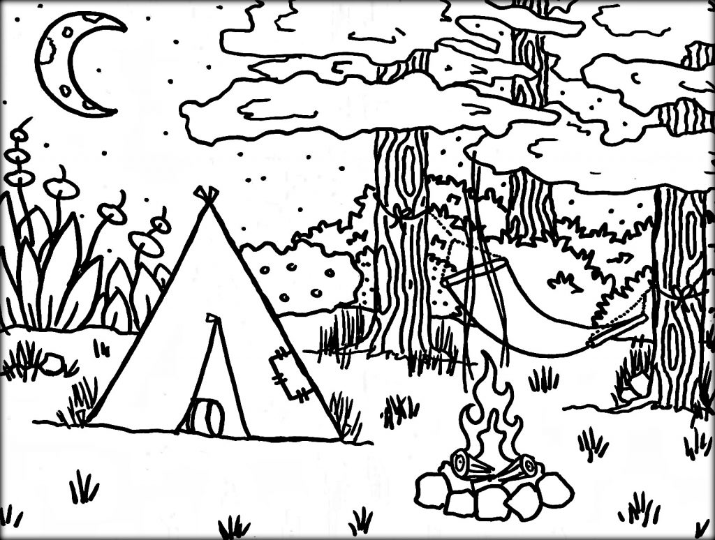 1024x774 Camping Coloring Sheets Preschool To Amusing Draw Page Kids