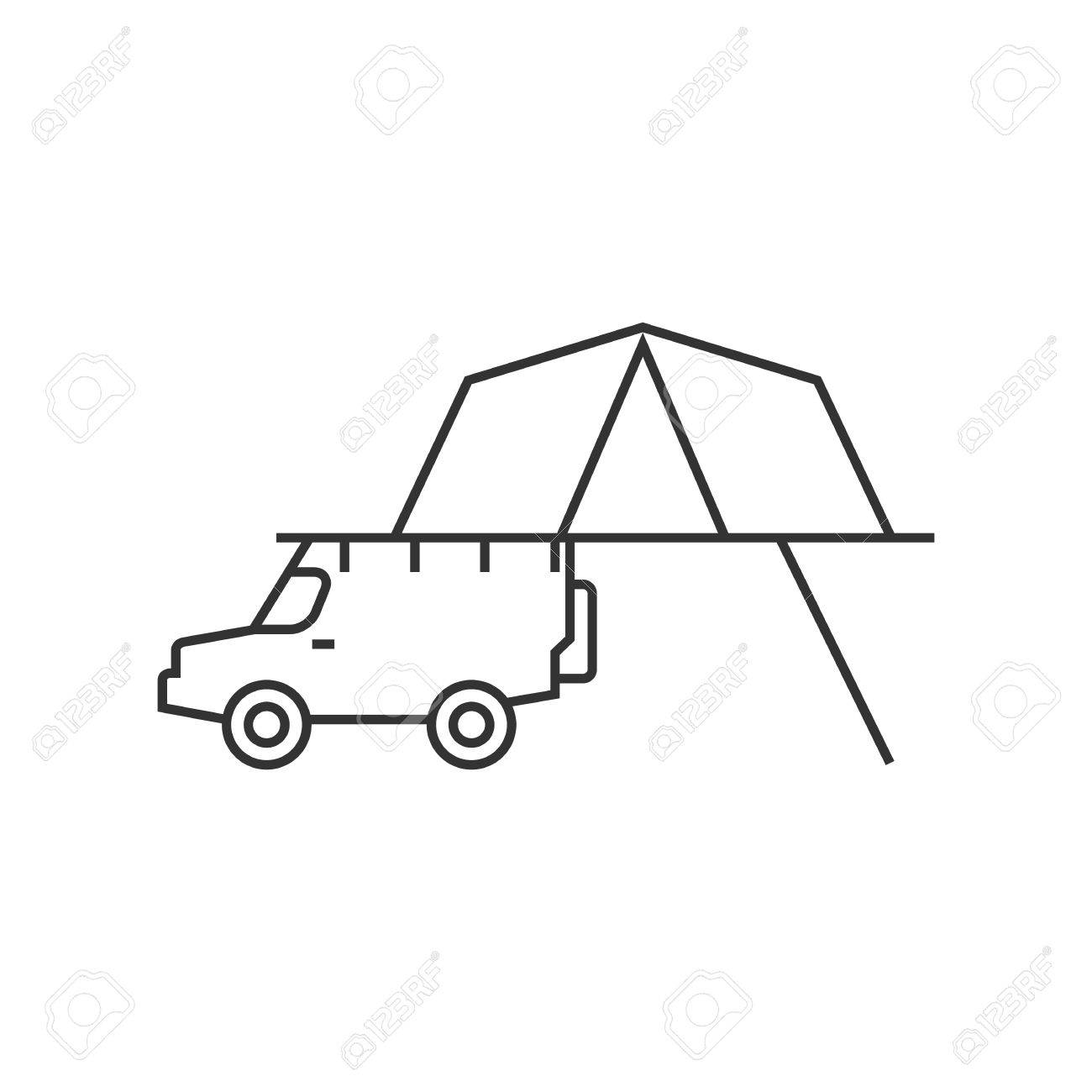 1300x1300 Portable Camping Tent Icon In Thin Outline Style. Shelter Vacation
