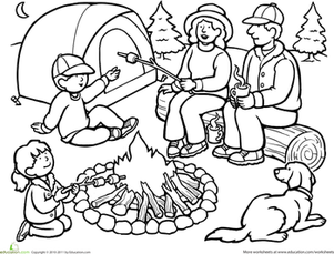 301x229 Color The Family Camping Trip Worksheet