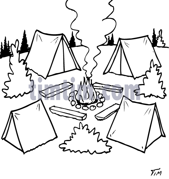 545x576 Free Drawing Of Camp Bw From The Category Fishing Hunting Camping