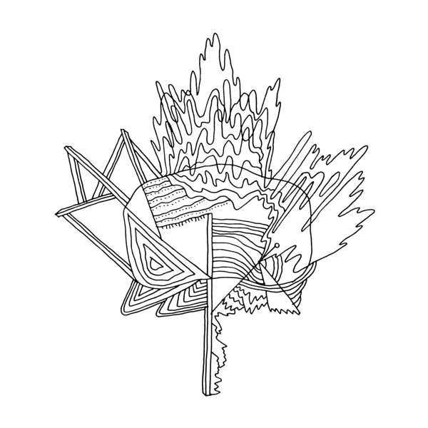 600x600 Canadian Maple Leaf Colouring Page With Abstract Drawing By Donald