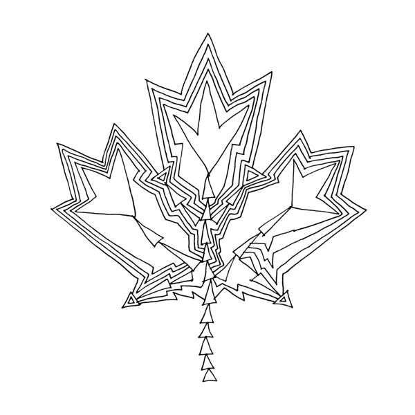 600x600 Canadian Maple Leaf Colouring Page With Abstract Drawing In Mind