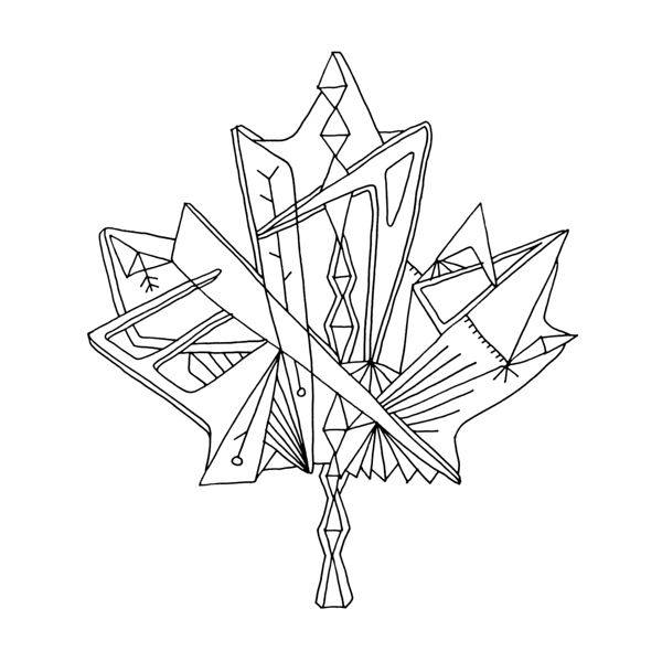 600x600 Canadian Maple Leaf Colouring Page With Abstract Drawing In Mind